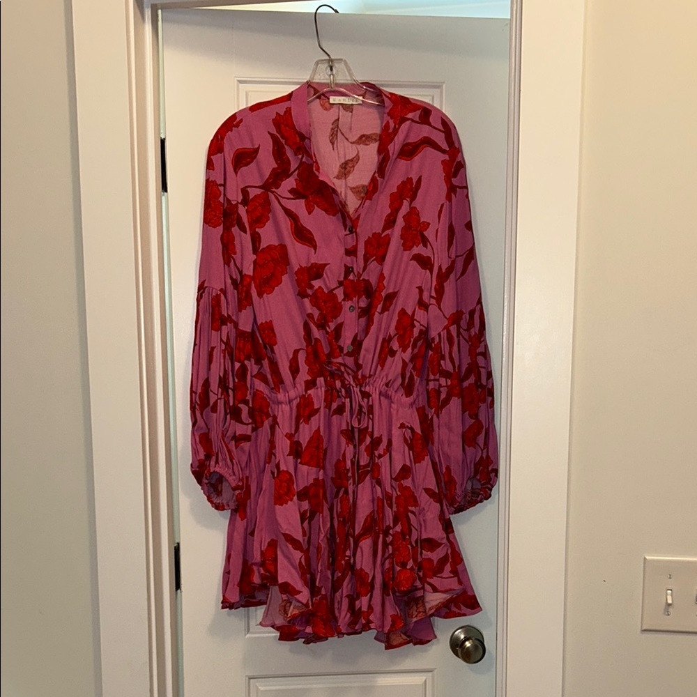 Floral Pink and Red Dress